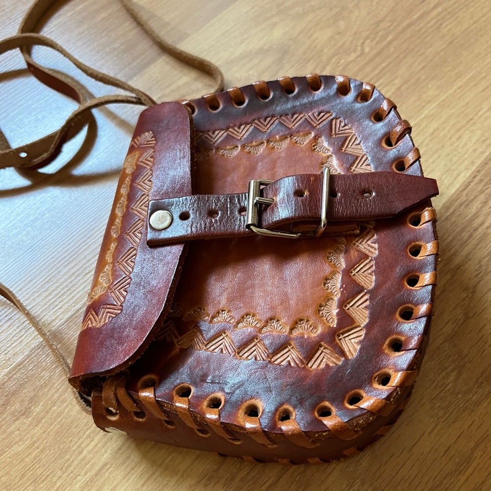 Vintage Hand-tooled Leather Mini Bag